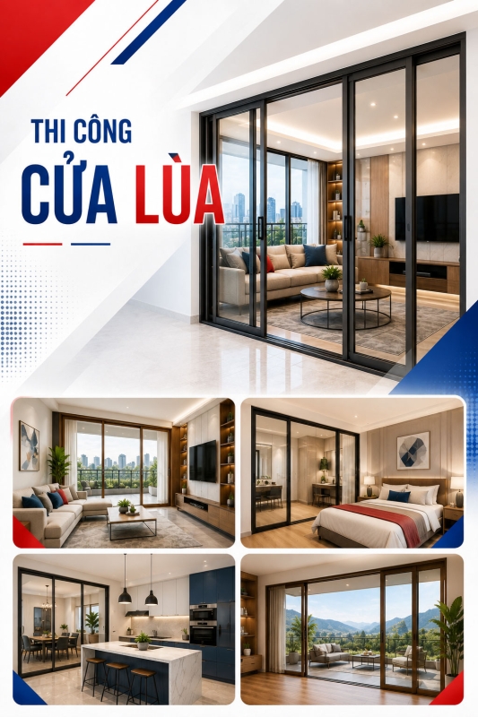 Thi công cửa lùa