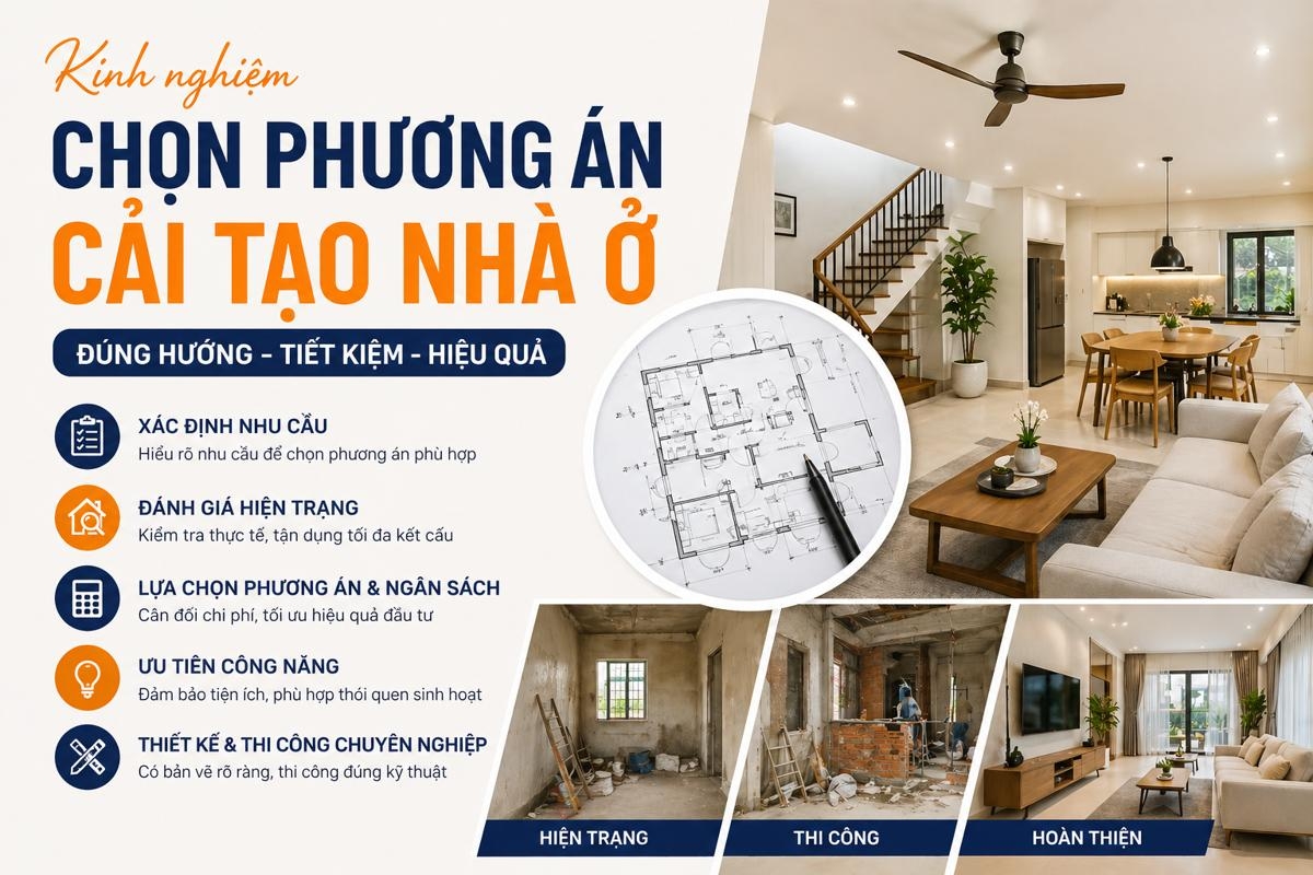 KINH NGHIỆM CHỌN PHƯƠNG ÁN CẢI TẠO NHÀ Ở